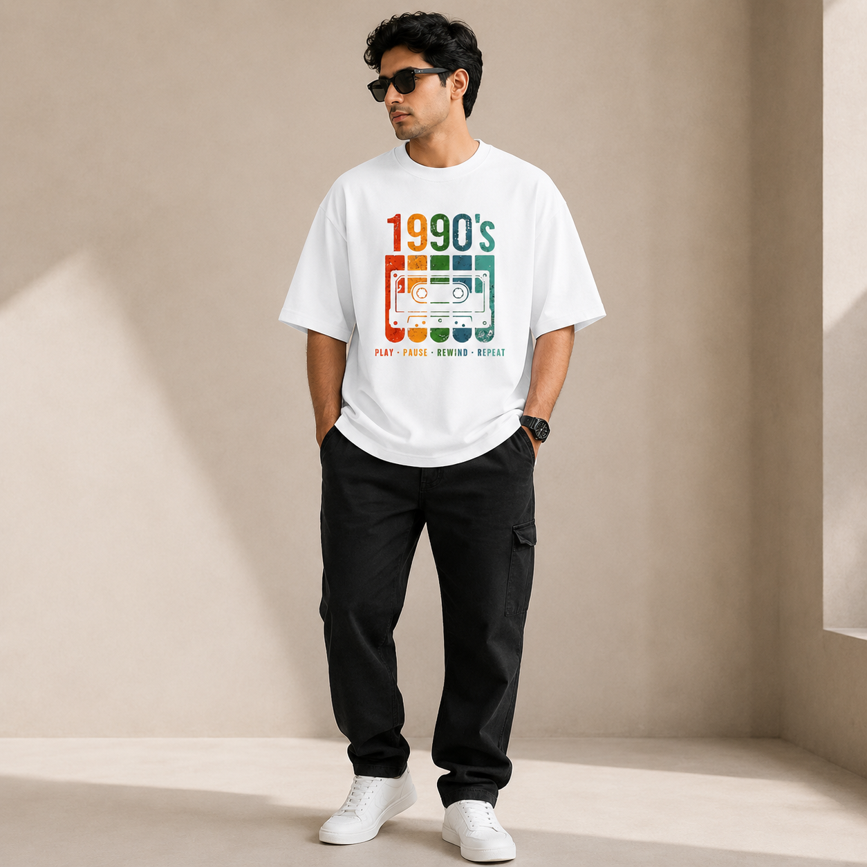 Artwear 90s Glitch Graphic Oversized T-Shirt