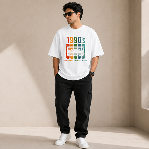 Artwear 90s Glitch Graphic Oversized T-Shirt