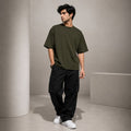 Essentials Olive Green Heavy Basic Oversized T-Shirt