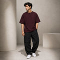Essentials Maroon Heavy Basic Oversized T-Shirt