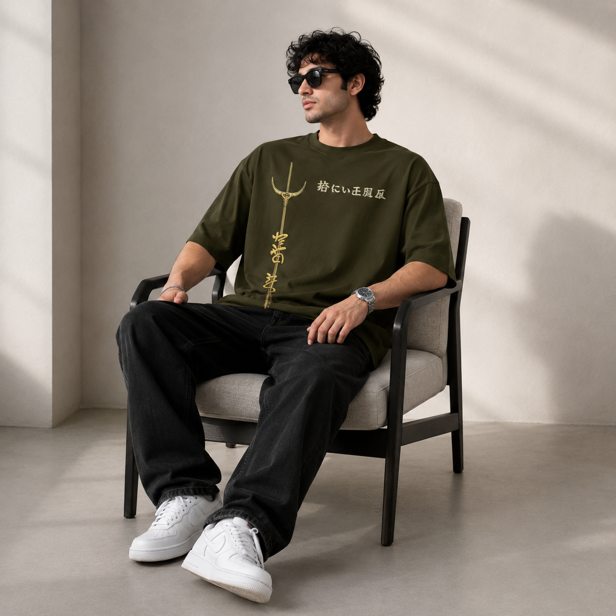 Artwear Golden Serpent Spear Oversized T-Shirt