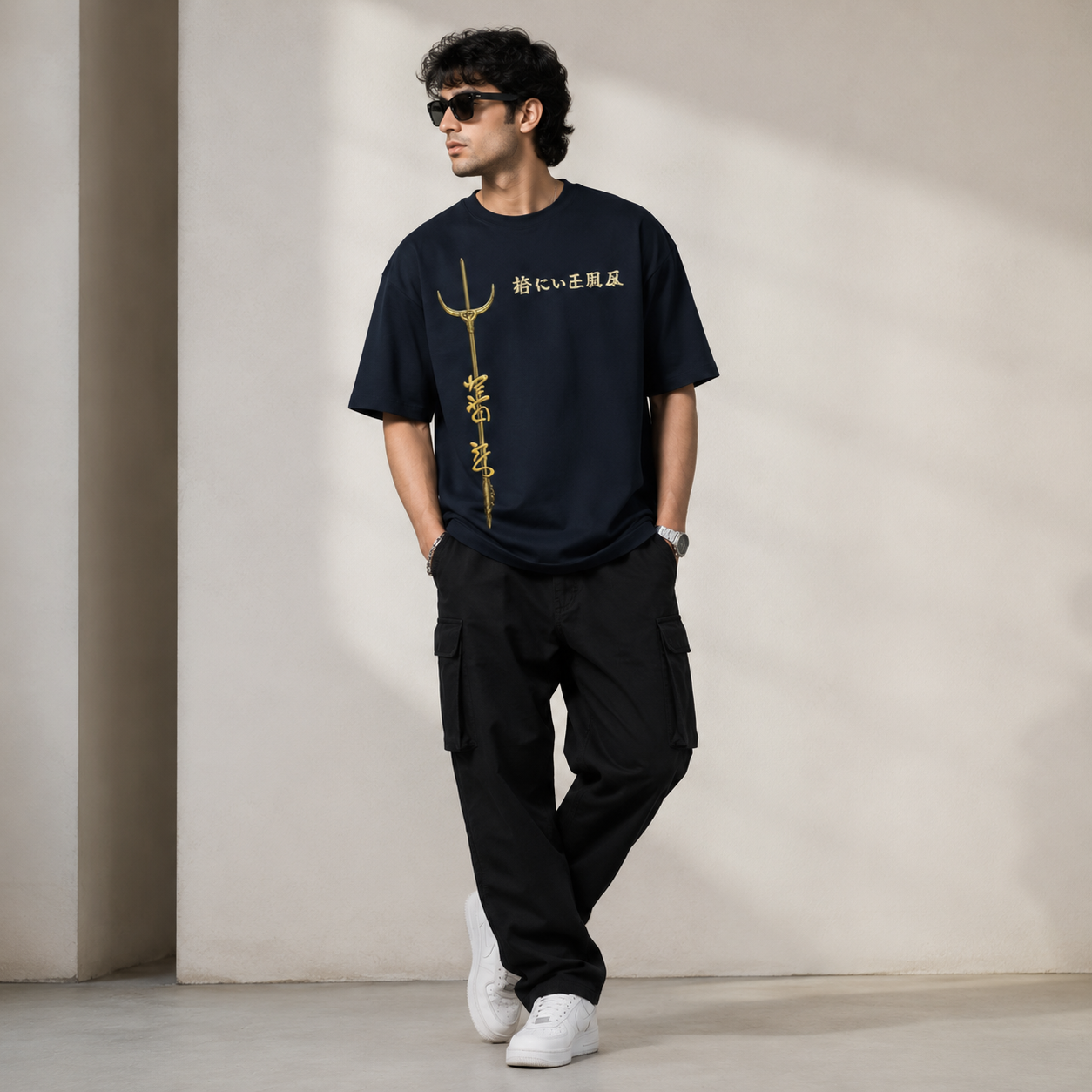 Artwear Golden Serpent Spear Oversized T-Shirt