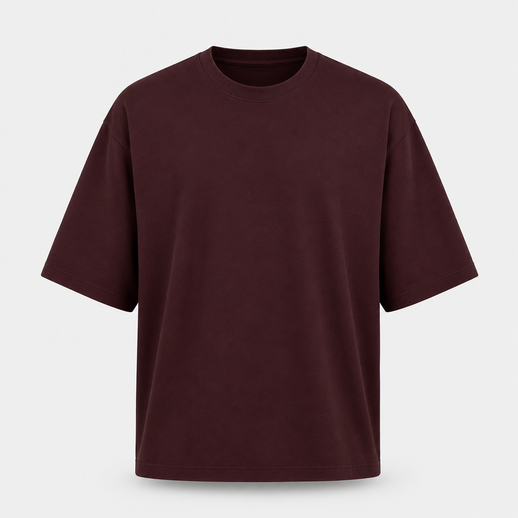 Essentials Maroon Heavy Basic Oversized T-Shirt