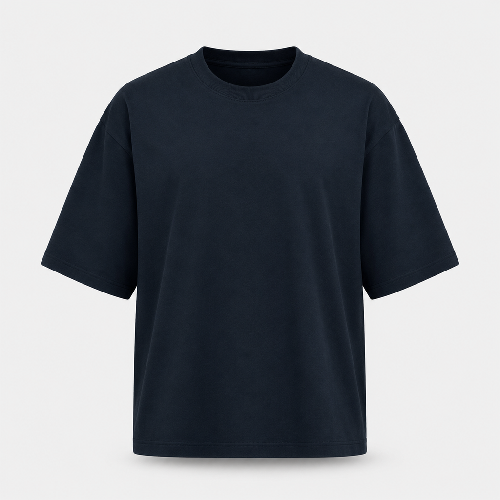 Essentials Heavy Basic Navy Blue Oversized T-Shirt