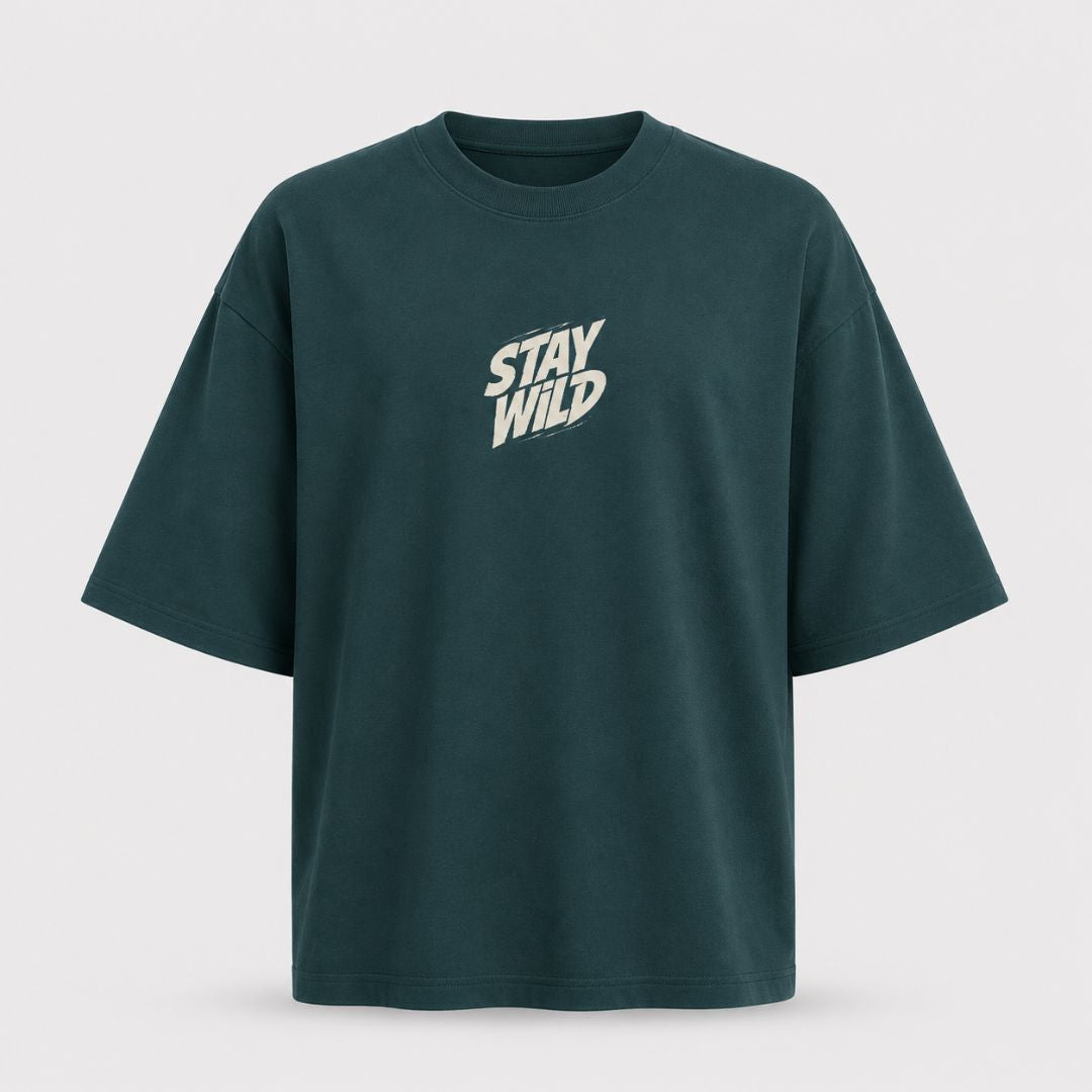 Artwear Stay Wild Wolf Graphic Oversized T-Shirt