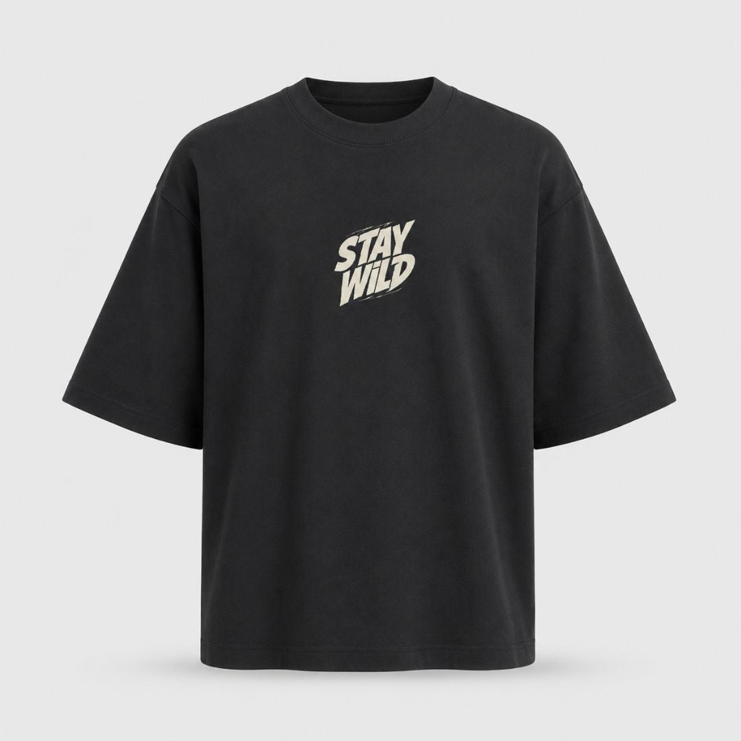Artwear Stay Wild Wolf Graphic Oversized T-Shirt