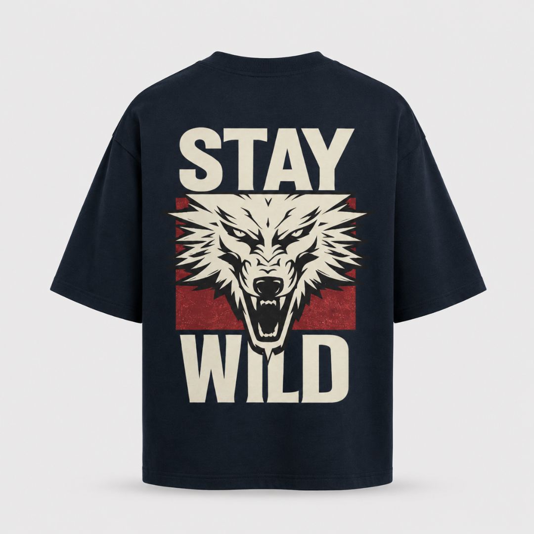 Artwear Stay Wild Wolf Graphic Oversized T-Shirt