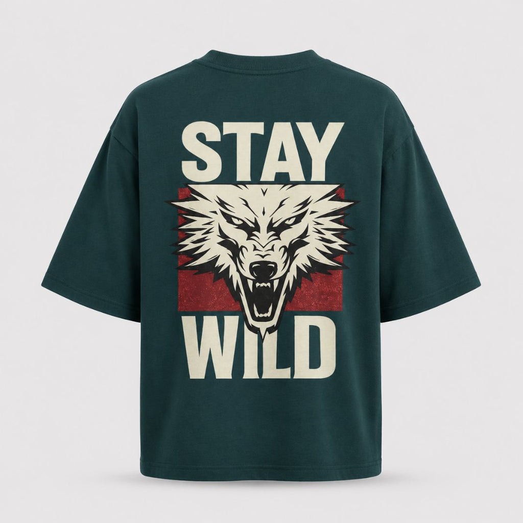 Artwear Stay Wild Wolf Graphic Oversized T-Shirt