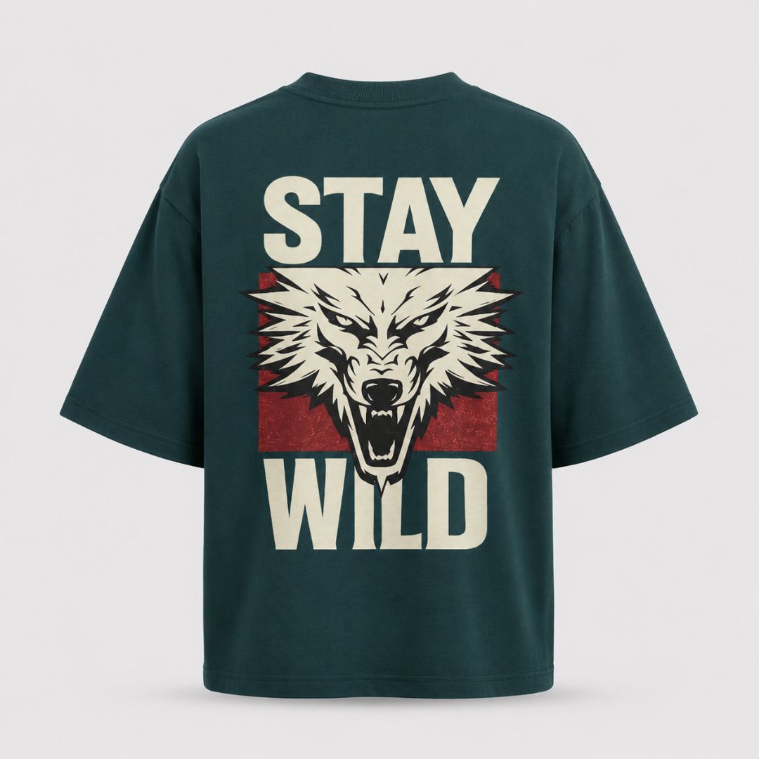 Artwear Stay Wild Wolf Graphic Oversized T-Shirt