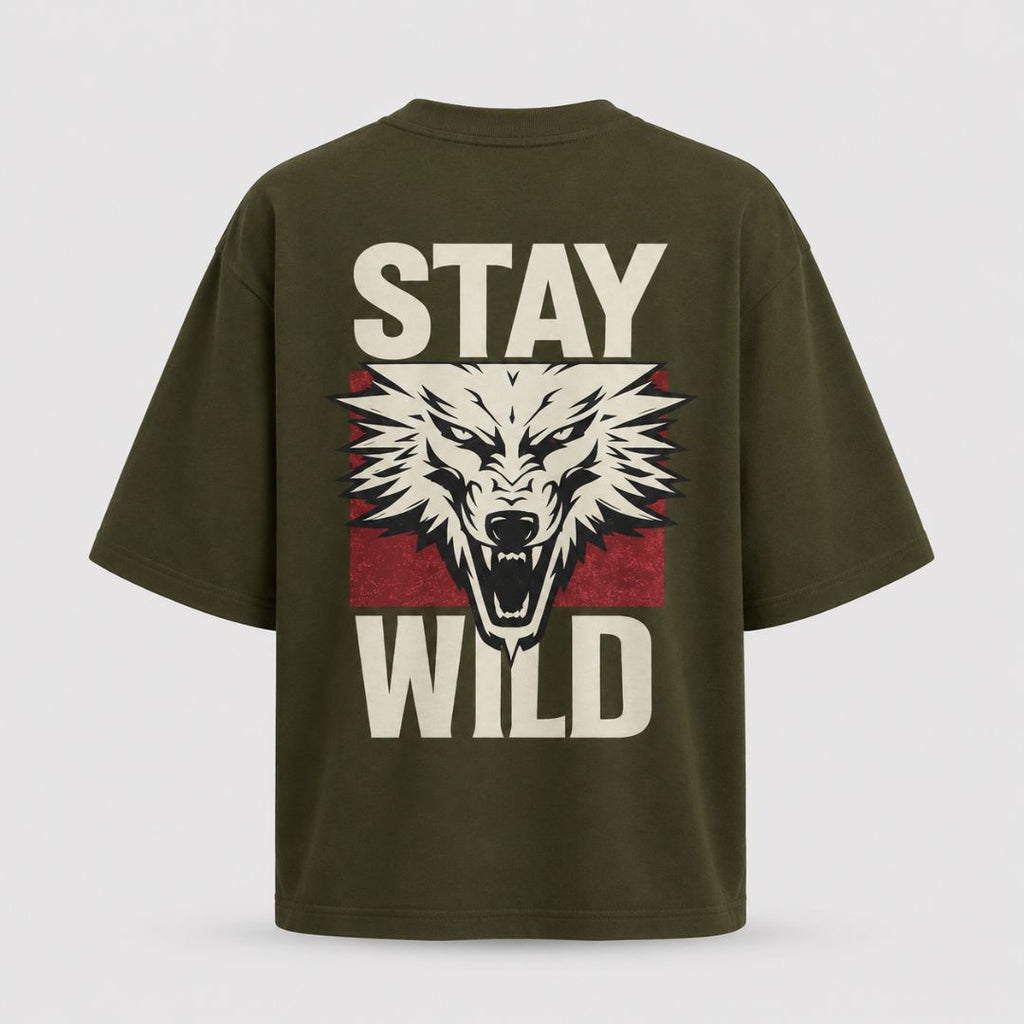 Artwear Stay Wild Wolf Graphic Oversized T-Shirt