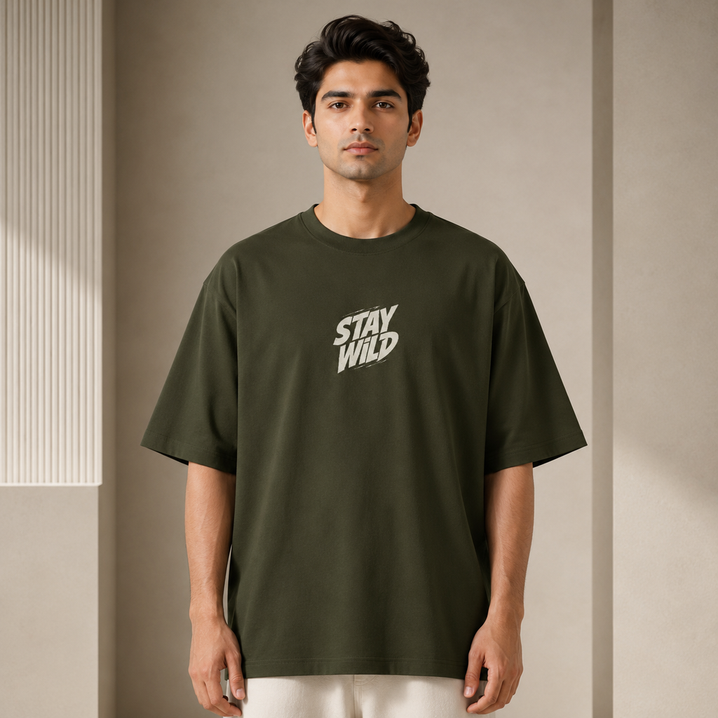 Artwear Stay Wild Wolf Graphic Oversized T-Shirt