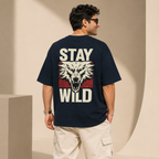Artwear Stay Wild Wolf Graphic Oversized T-Shirt