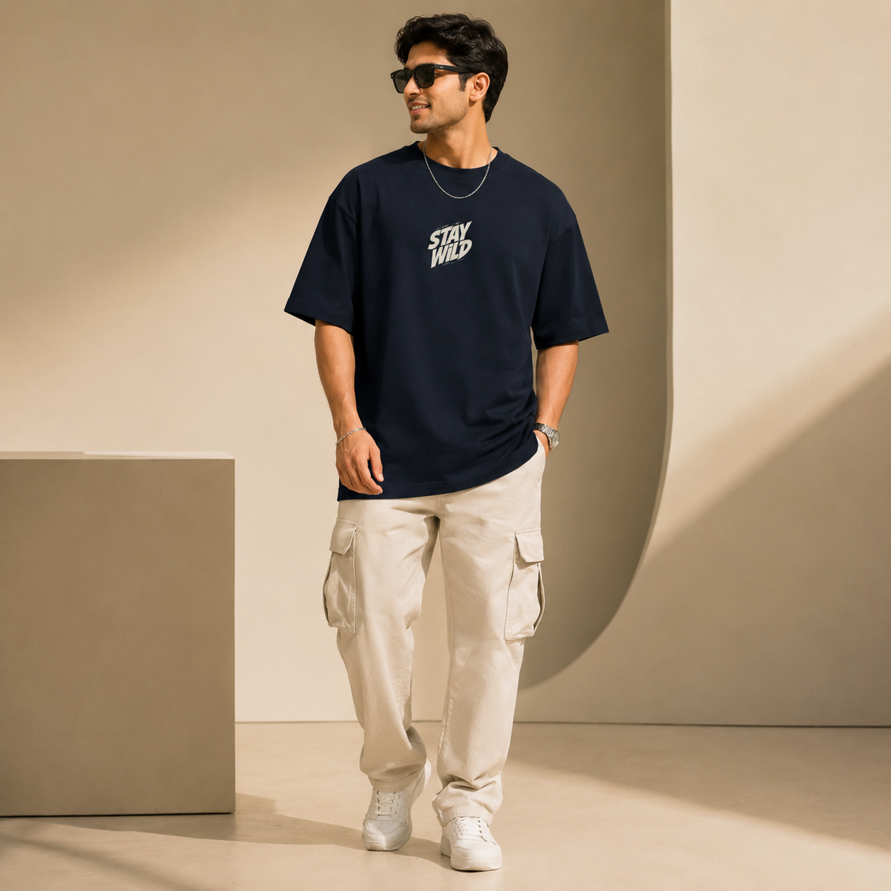 Artwear Stay Wild Wolf Graphic Oversized T-Shirt