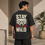 Artwear Stay Wild Wolf Graphic Oversized T-Shirt
