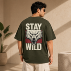 Artwear Stay Wild Wolf Graphic Oversized T-Shirt
