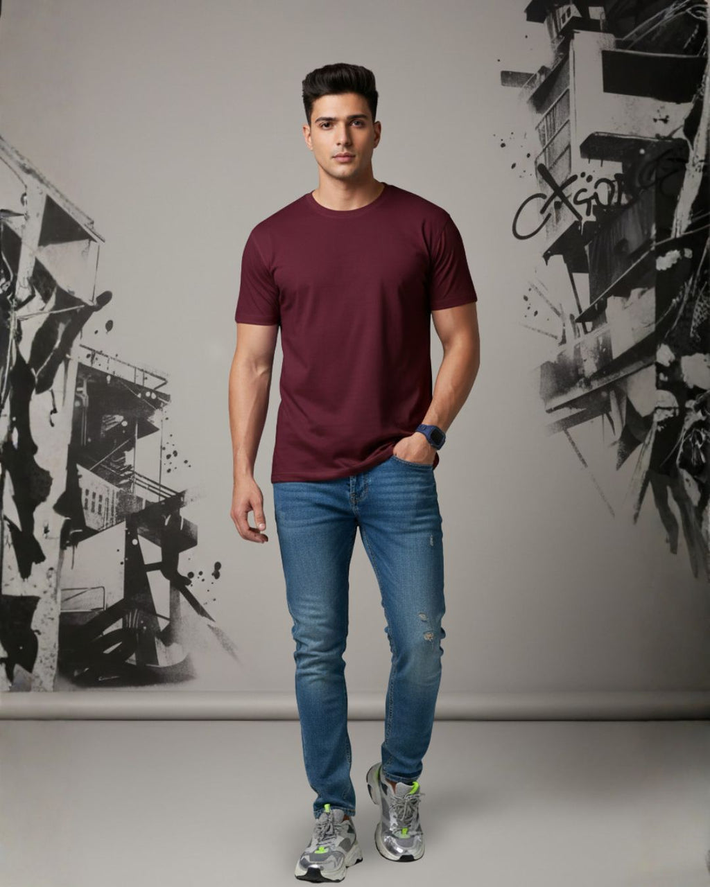 MAROON SUPIMA TEE EVERYDAY ESSENTIAL – CLASSIC FIT IN LUXURY COTTON