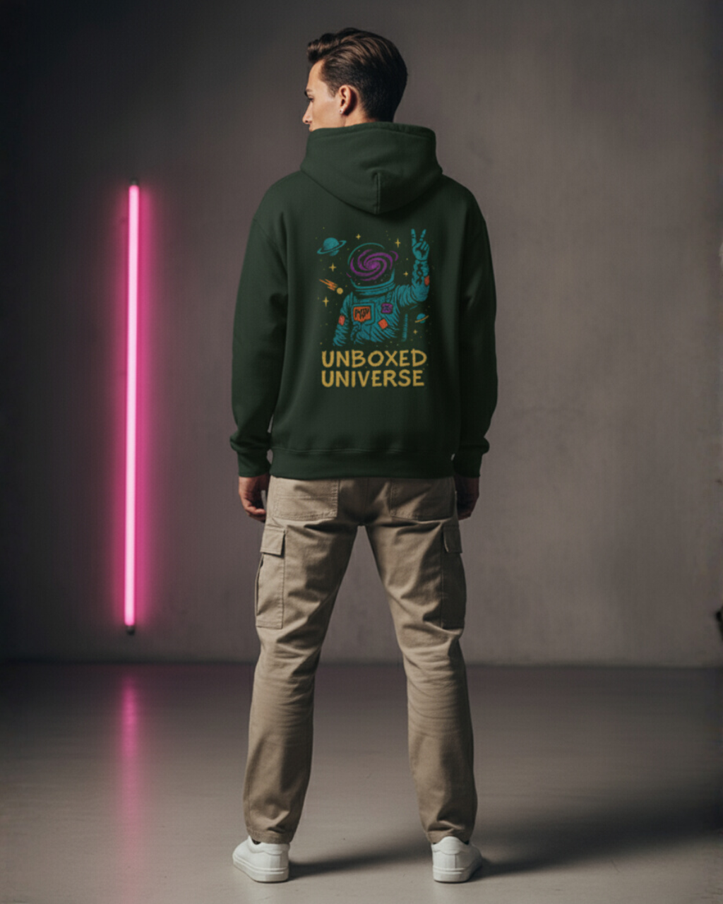 Unboxed Universe Astronaut Hoodie — Neon Galaxy Spacewear