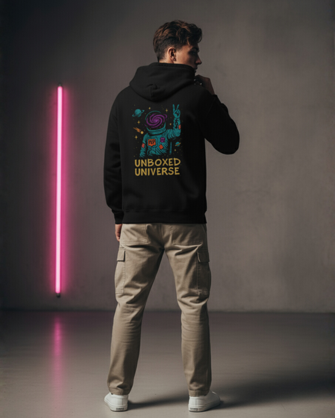 Unboxed Universe Astronaut Hoodie — Neon Galaxy Spacewear