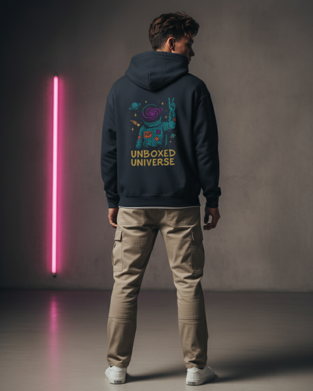 Unboxed Universe Astronaut Hoodie — Neon Galaxy Spacewear