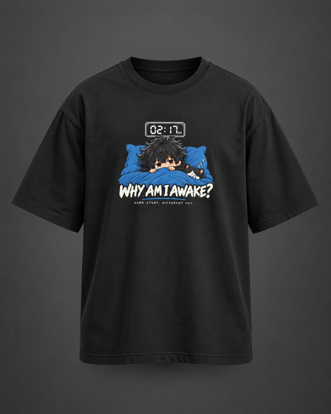Why Am I Awake? Chibli Oversized T-Shirt