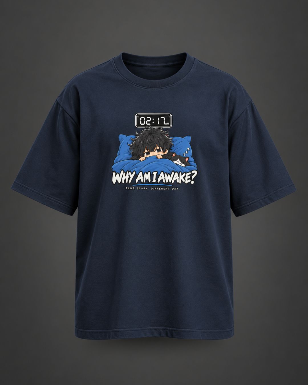 Why Am I Awake? Chibli Oversized T-Shirt